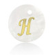 Shell pendant 15mm letter H Gold-White